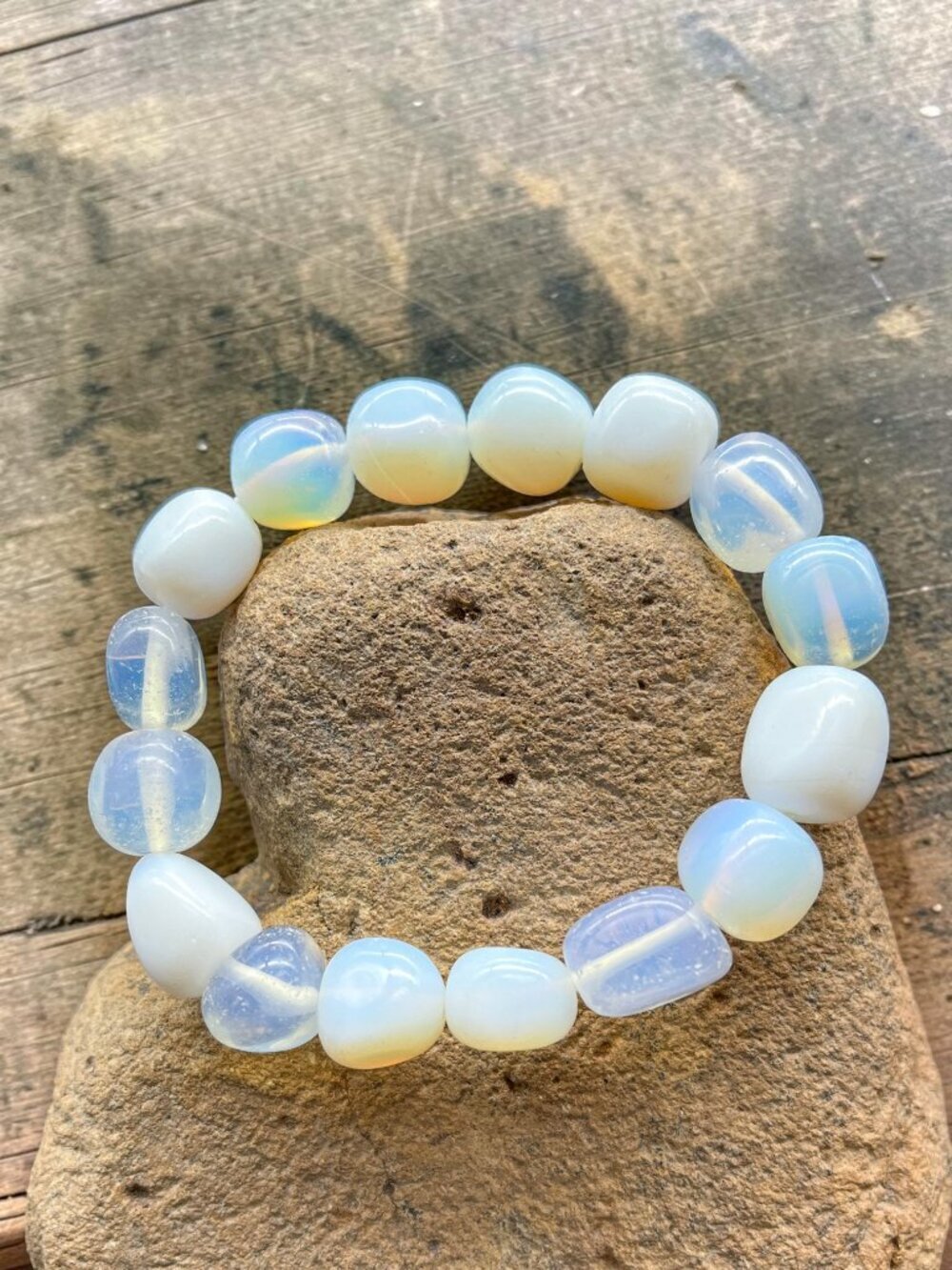 Opalite Nugget Crystal Stretch Bracelet | Handmade - Picture 4 of 5